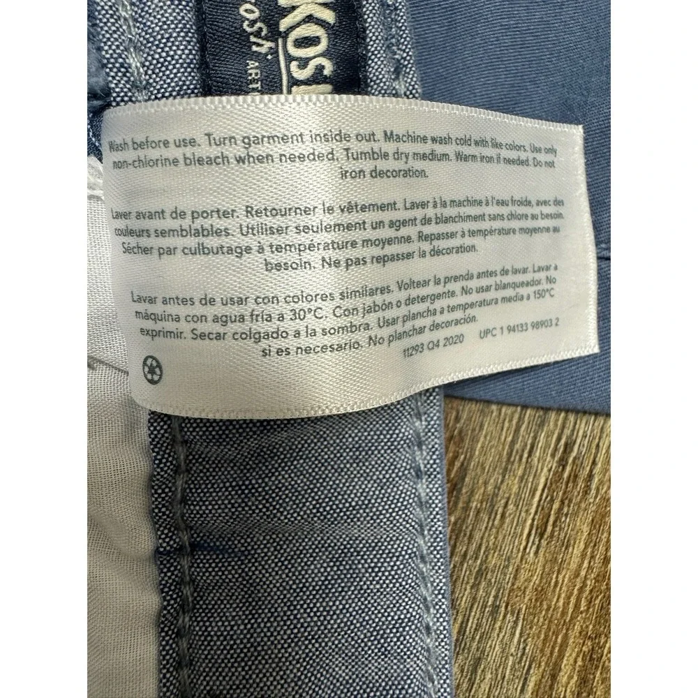 OshKosh B'gosh Pants Size 7 Unisex Blue Chinos with Elastic Waist Cotton Blend